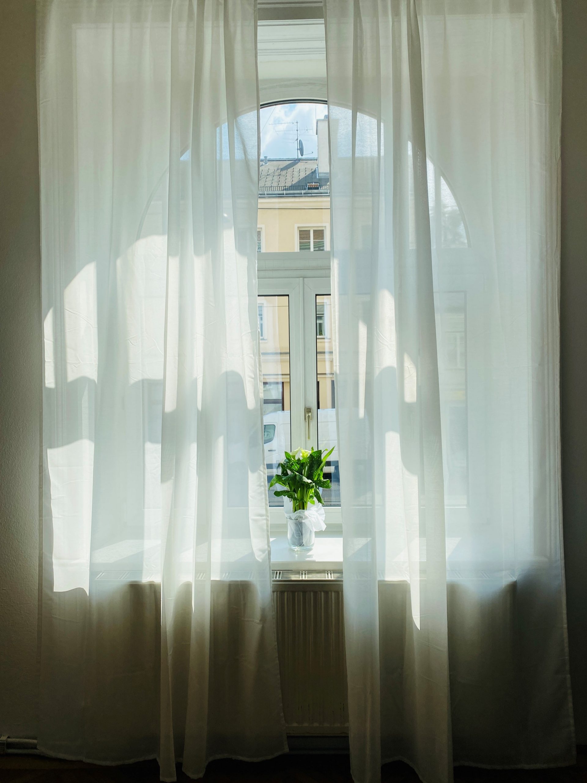 ein helles und dekoriertes Fenster im Büro von therapinum